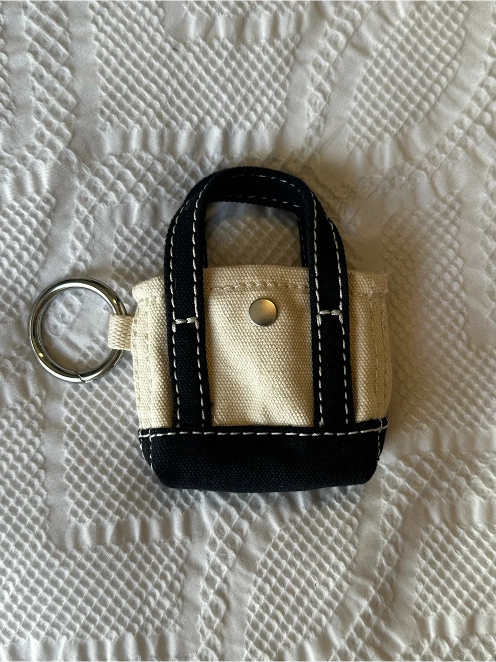 Lands End Micro Canvas Tote Charm Keychain NEW